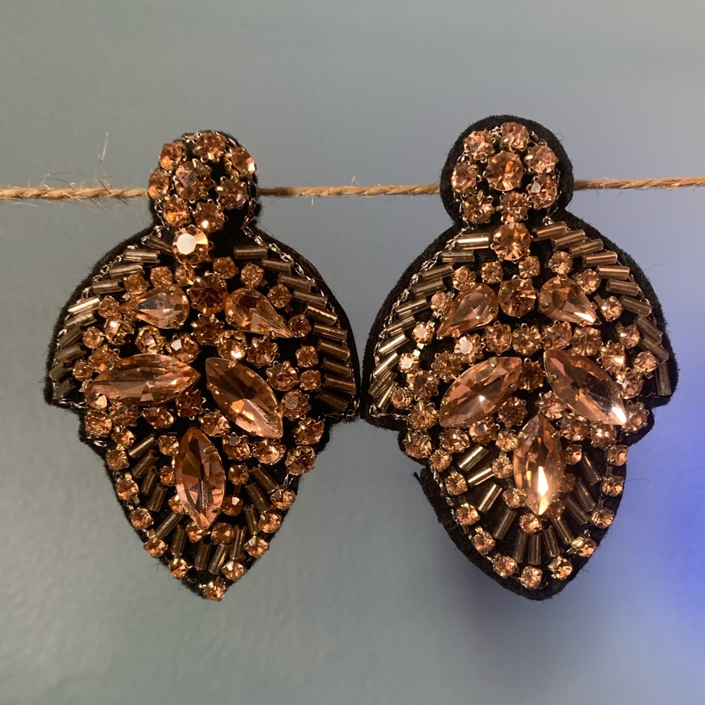 Express Bead Crystal Navette Drop Dangle Earrings